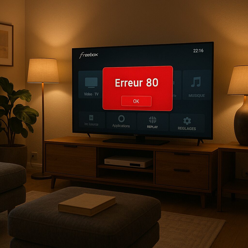 Message d'erreur 80 s'affiche sur l'écran de télévision Freebox