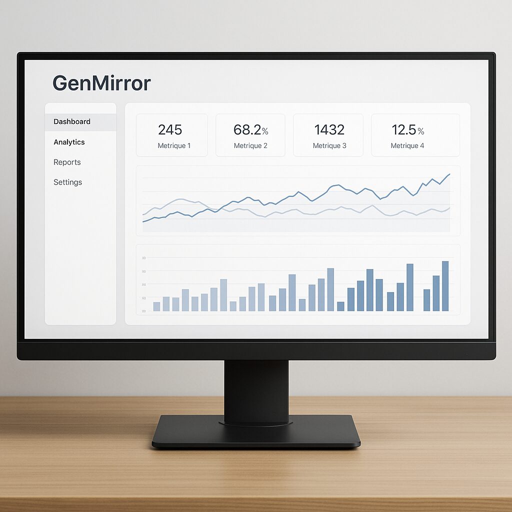 Interface de GenMirror montrant graphiques de performance