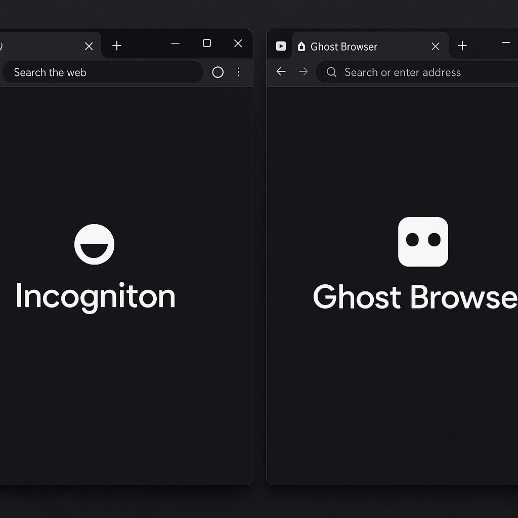 Comparatif des interfaces d'Incogniton et Ghost Browser