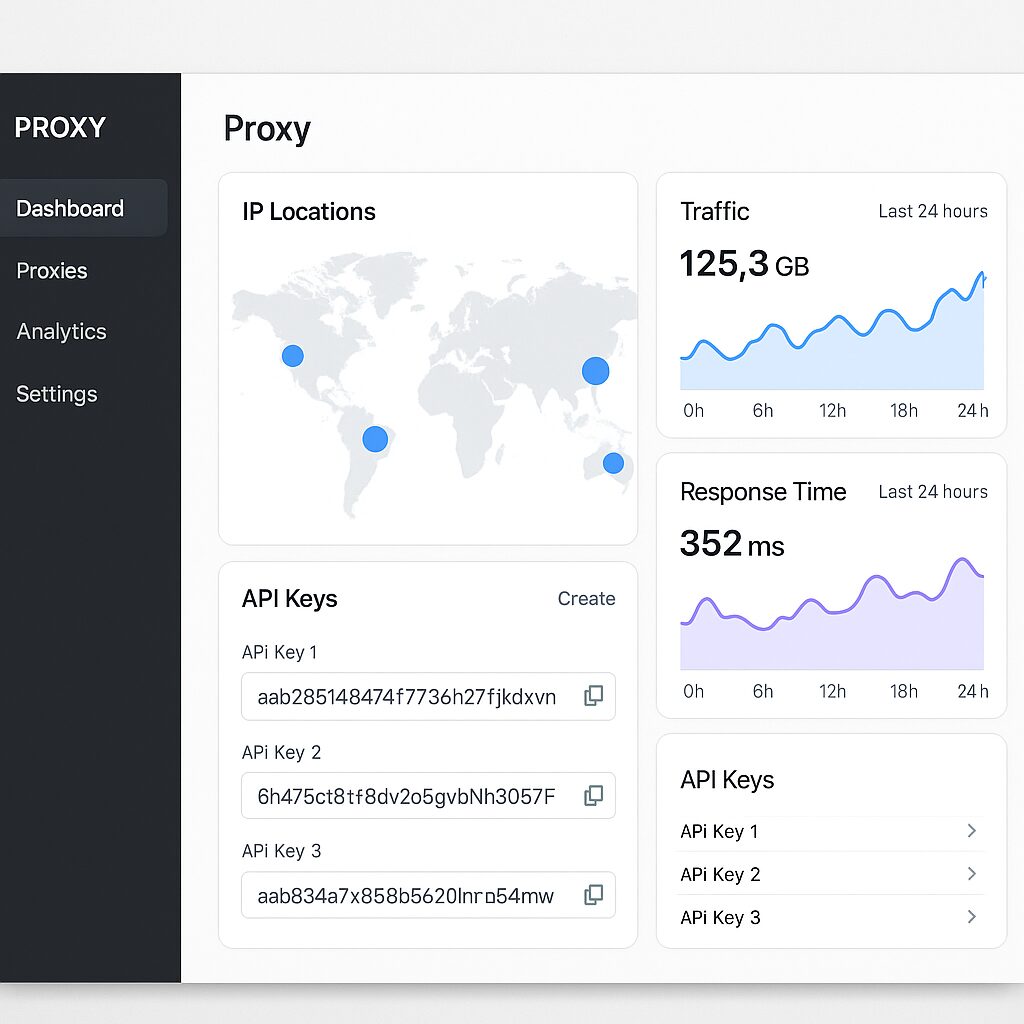 Capture d'écran du tableau de bord de Proxypal illustrant la gestion des proxies
