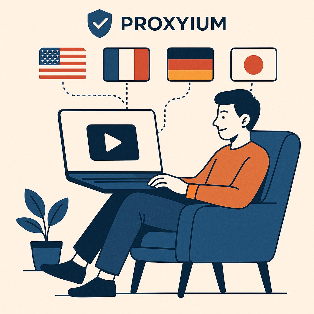 Illustration d'accès à des contenus géo-restreints via Proxyium