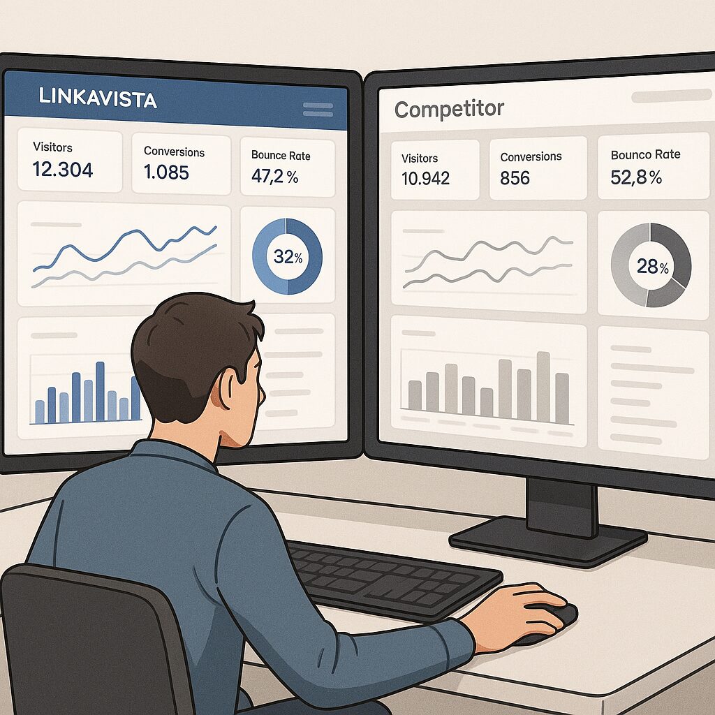 Tableaux comparatifs des interfaces de Linkavista et de plateformes concurrentes