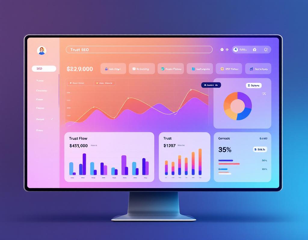 Tableau de bord SEO affichant la croissance du Trust Flow