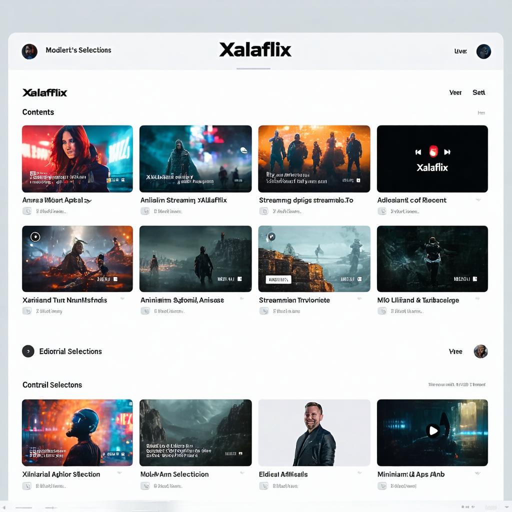 Interface moderne de Xalaflix montrant des vignettes de contenus variés