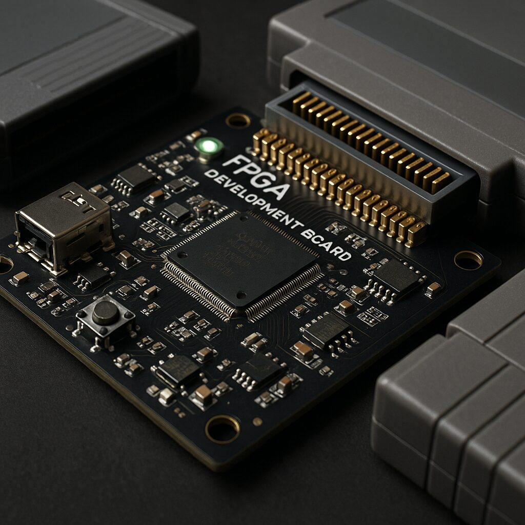 Carte FPGA moderne avec cartouches de consoles rétro