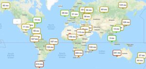 Rank‑by‑Ping.com – carte mondiale des temps de latence