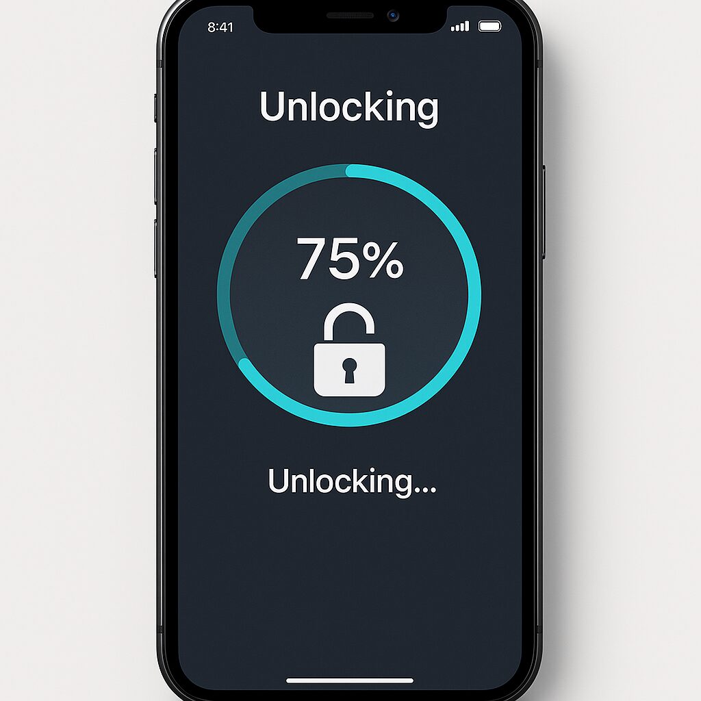 Interface d'une application de déblocage de smartphone