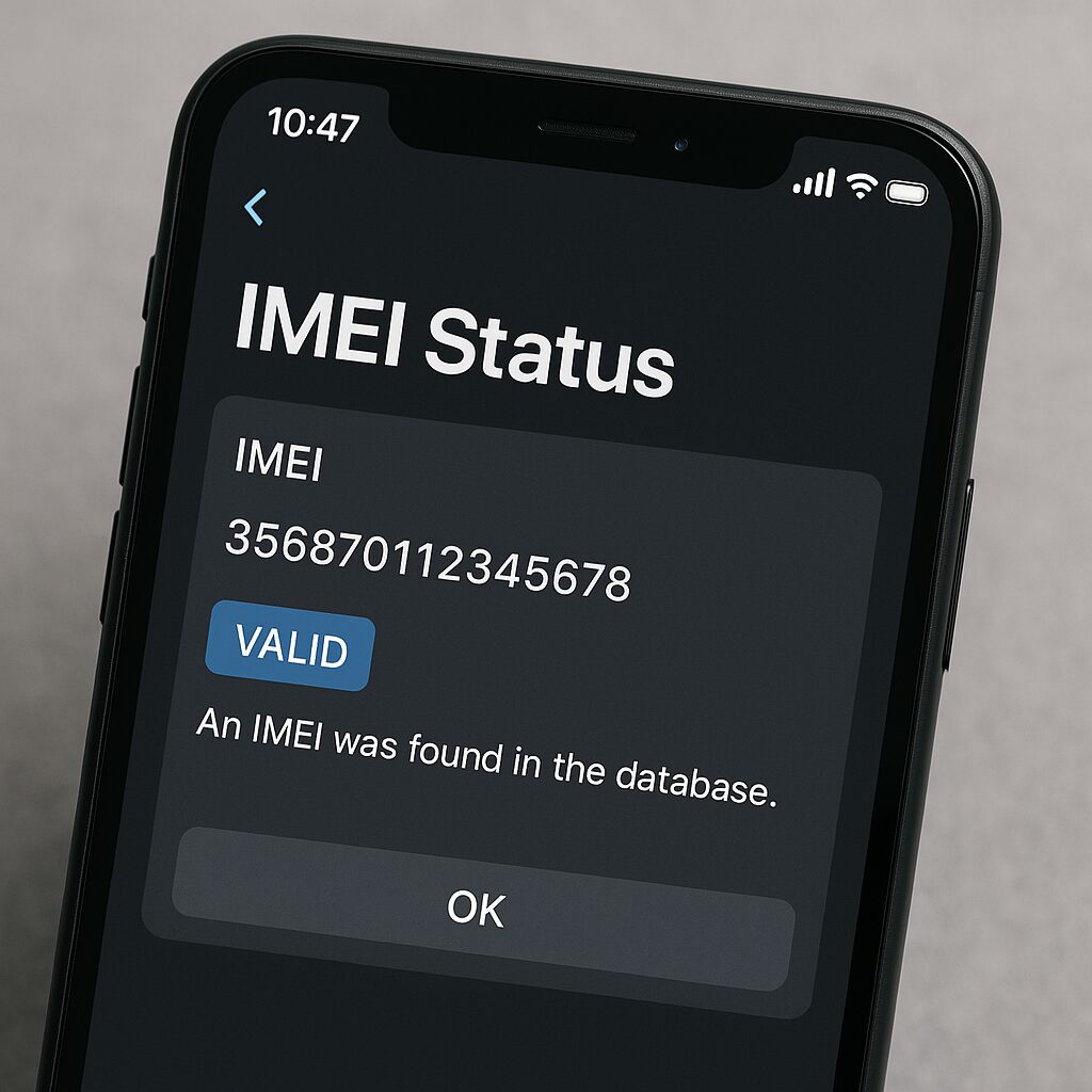 Écran de statut IMEI d’un smartphone