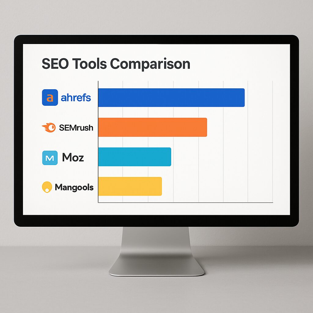 Comparaison d'outils SEO sur un écran d'ordinateur