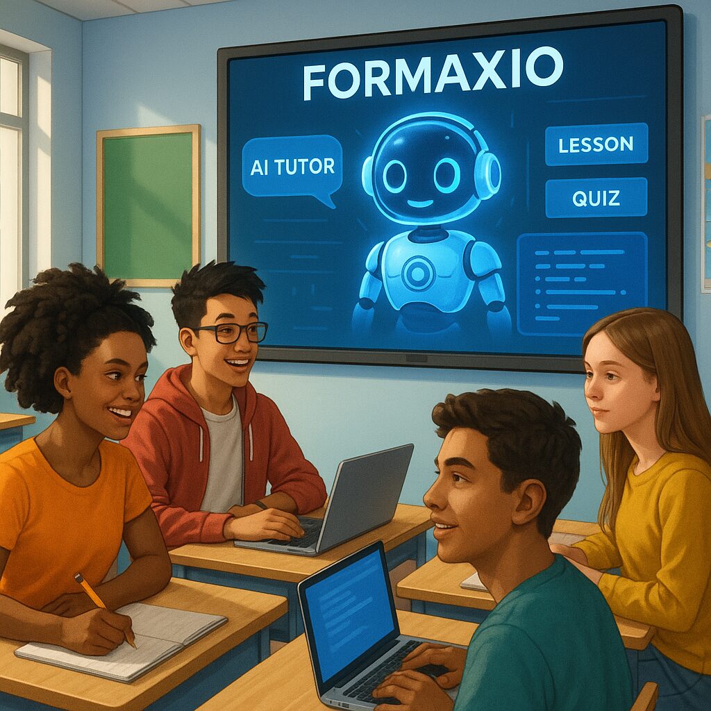 Étudiants utilisant l’interface Formaxio pour un apprentissage interactif