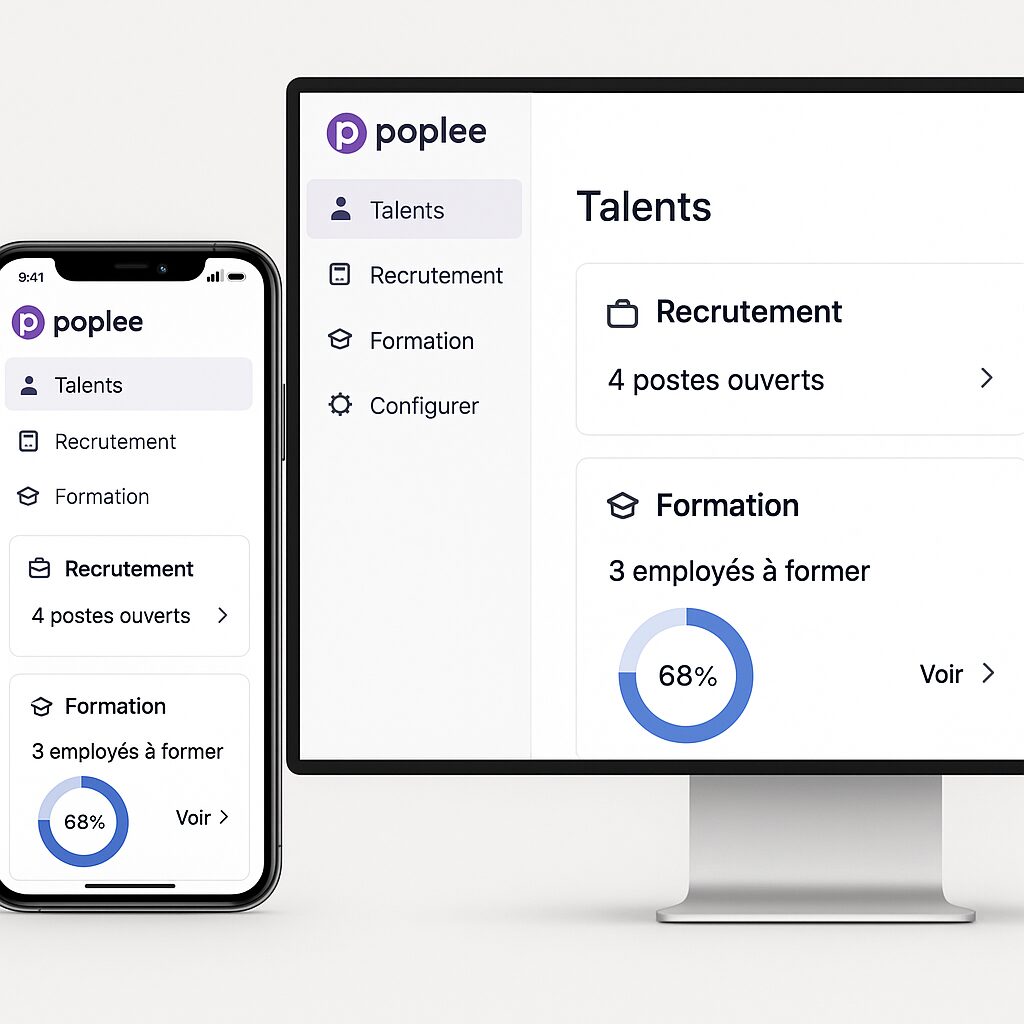 Interface du logiciel Poplee avec module gestion des talents
