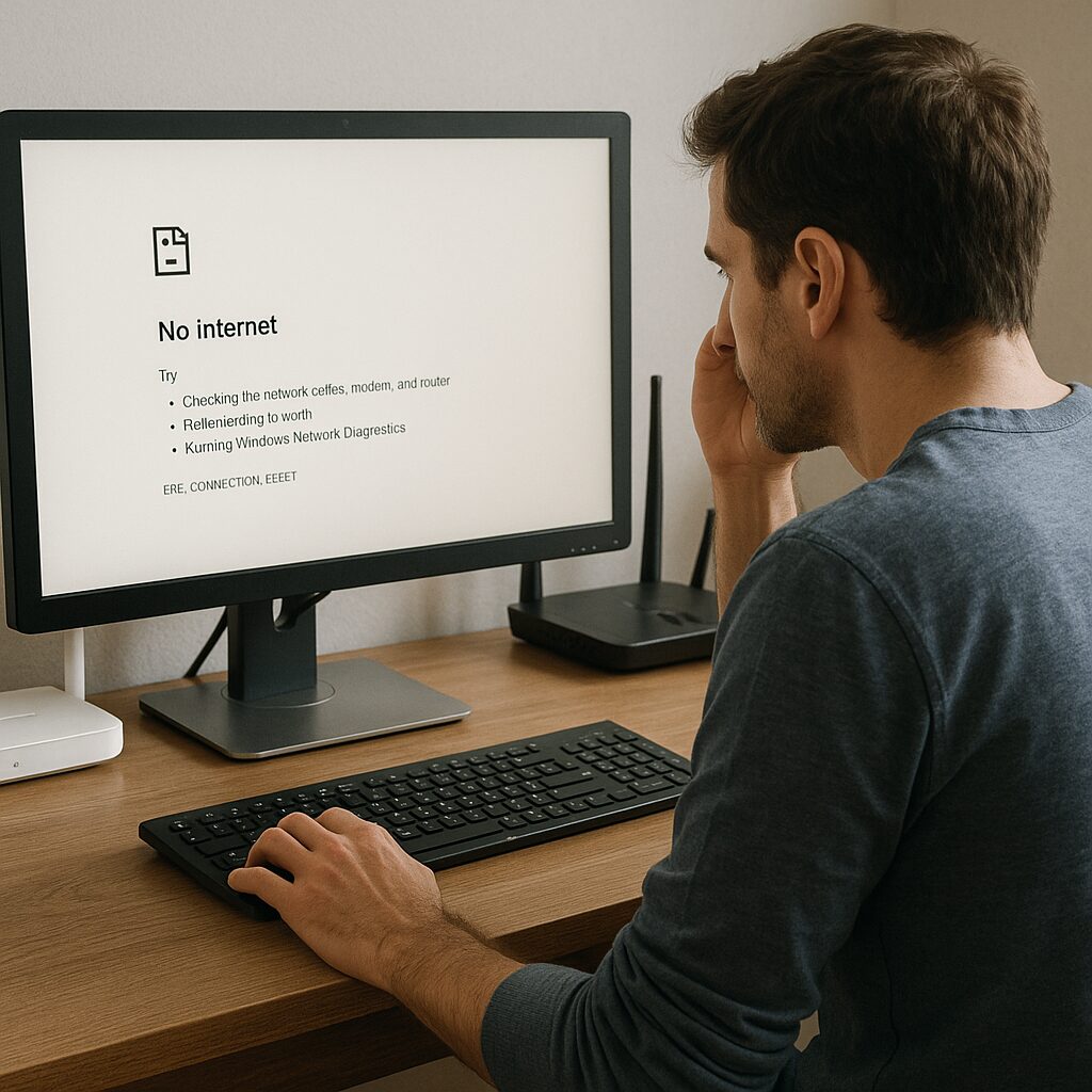 Personne en train de dépanner une connexion réseau avec l’erreur ERR_CONNECTION_RESET affichée