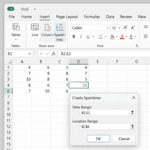 Insertion d’un graphique Sparkline dans Excel