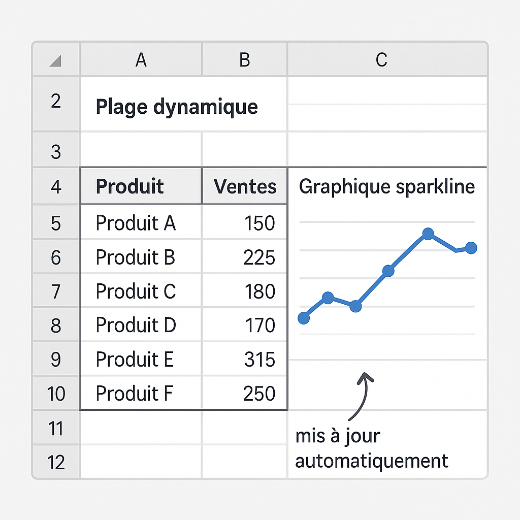 Plage dynamique et Sparkline automatique dans Excel