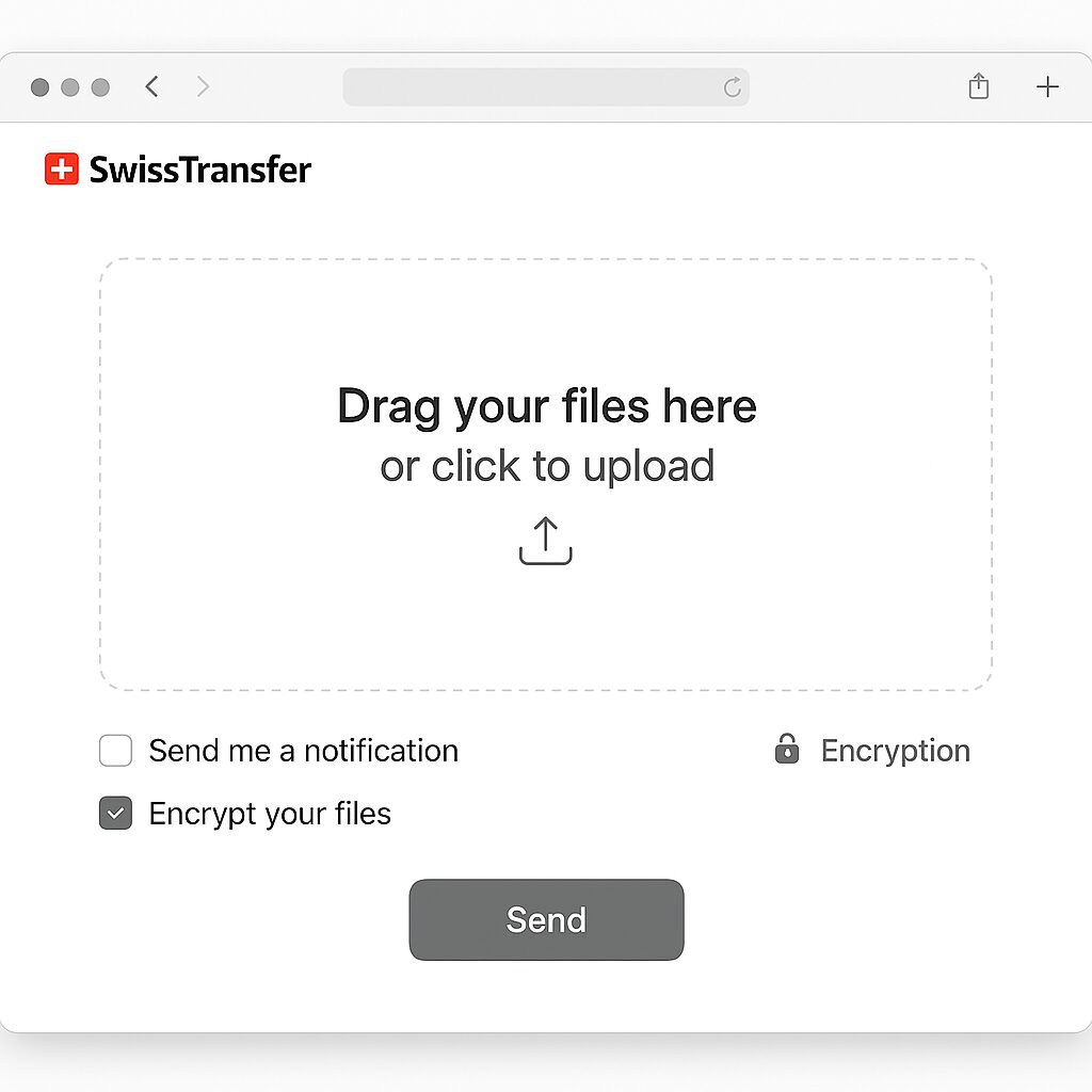 Screenshot of the SwissTransfer homepage