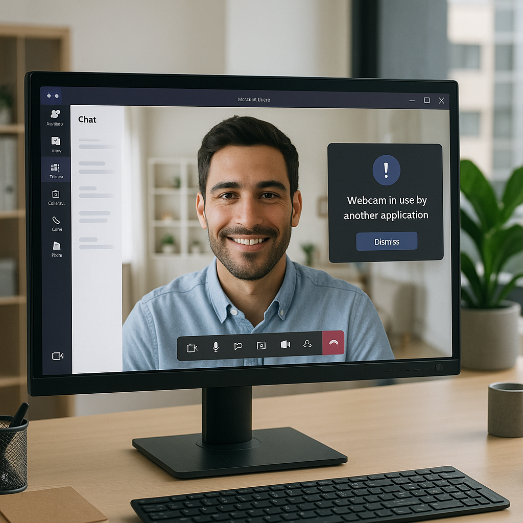 Illustration d'une webcam utilisée par deux applications simultanément